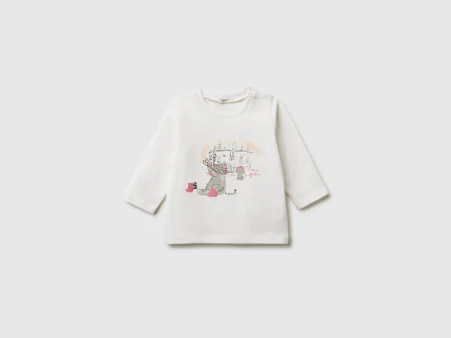 United Colors of Benetton T-Shirt Neonato Cotone Bio Stampa