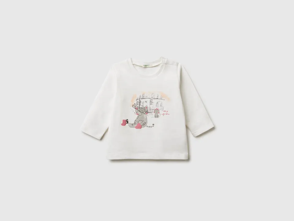 United Colors of Benetton T-Shirt Neonato Cotone Bio Stampa