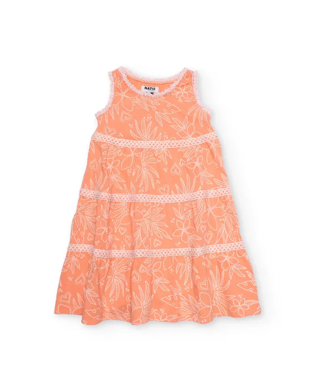 TucTuc Vestito bambina maglia righe decorative arancione 4 anni