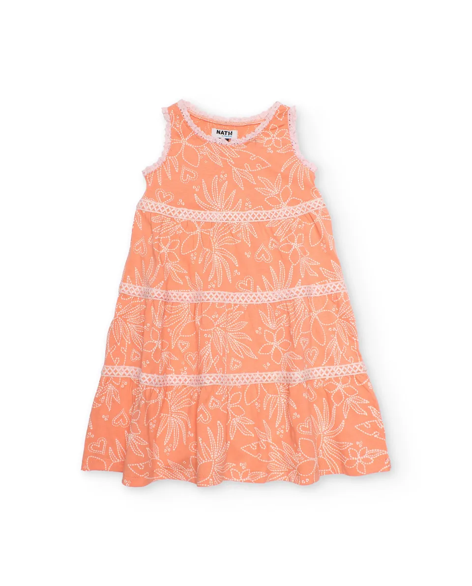 TucTuc Vestito bambina maglia righe decorative arancione 4 anni