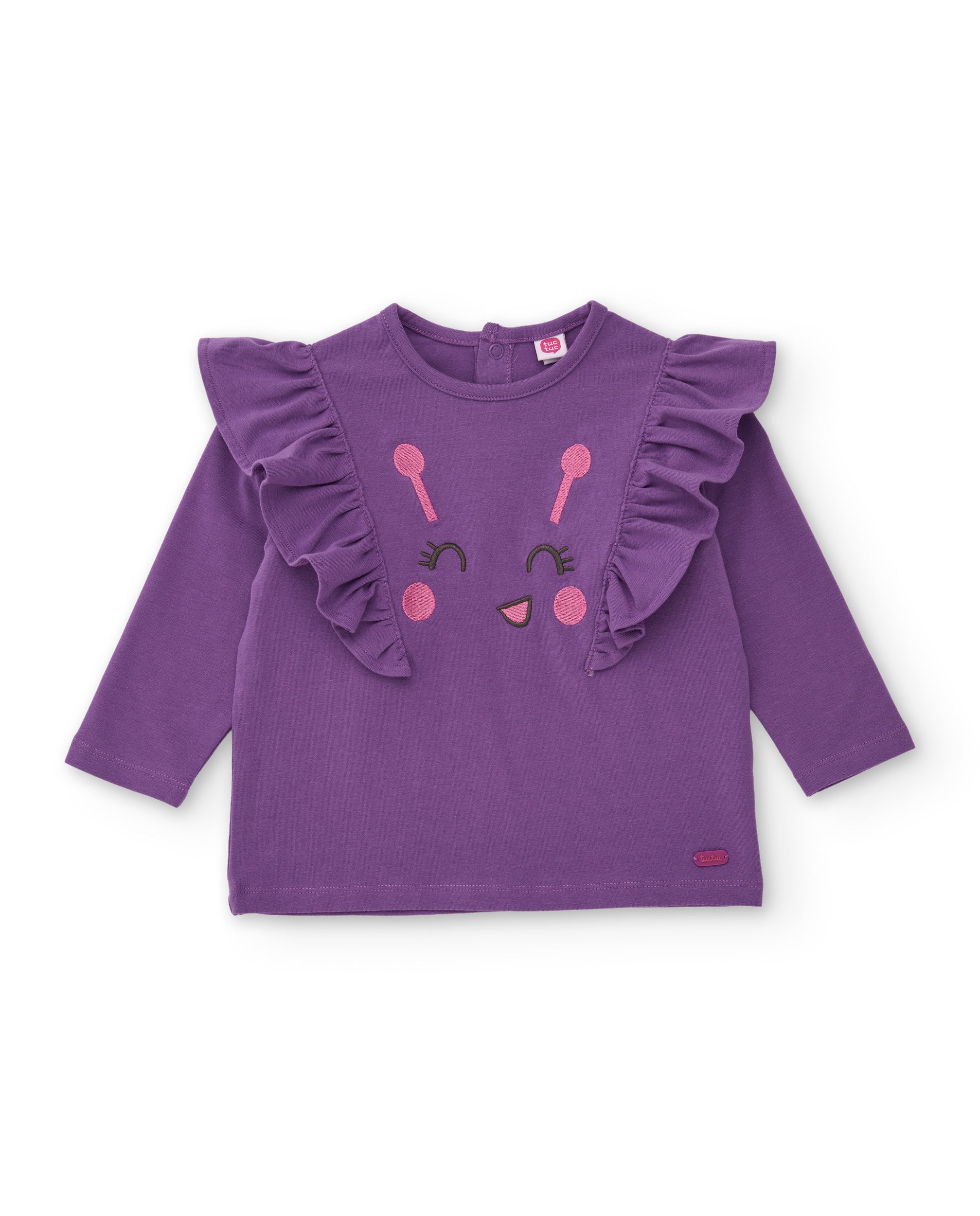 TucTuc Magliette T-shirt Bambina Lilla Cotone Volant
