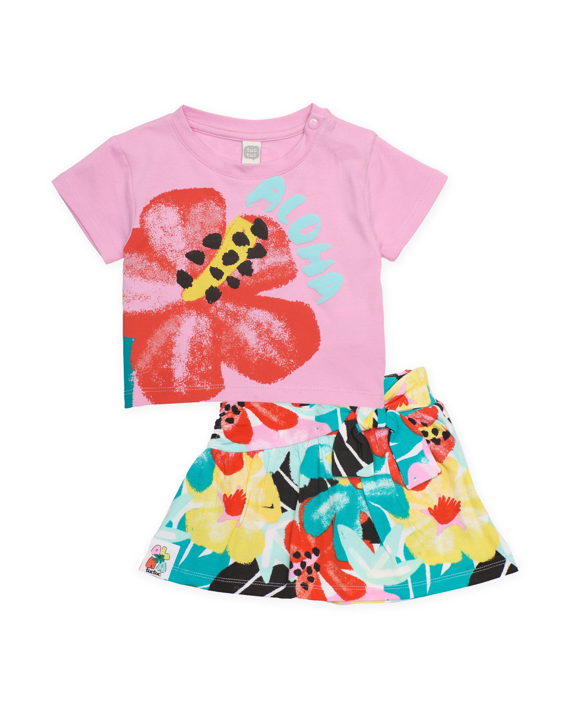 TucTuc Completo Bimba Rosa T-Shirt e Short Fiori