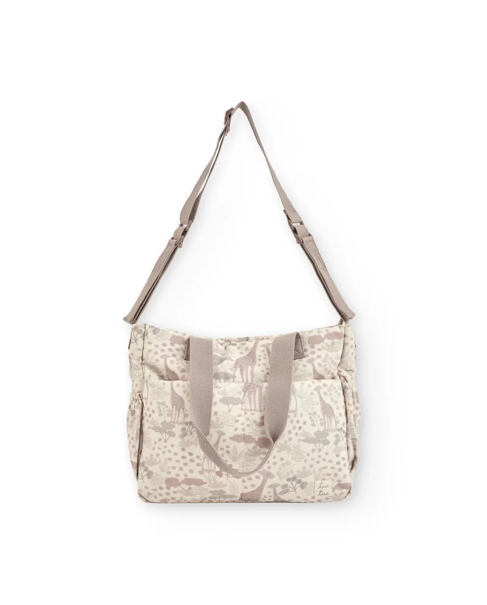 TucTuc Accessori Borsa fasciatoio beige stampa giraffe