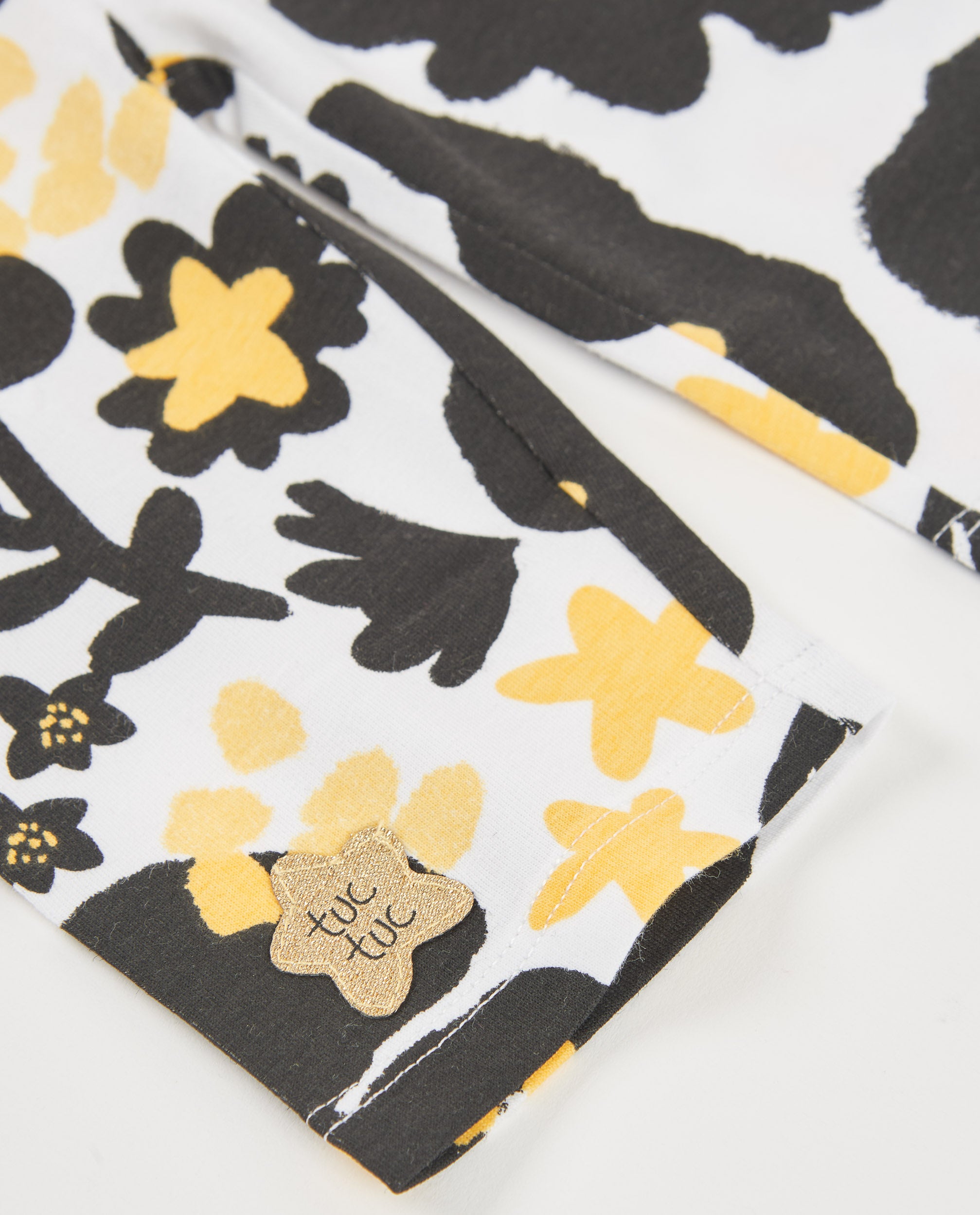 TucTuc Leggings legging bambina nero fiori elastico