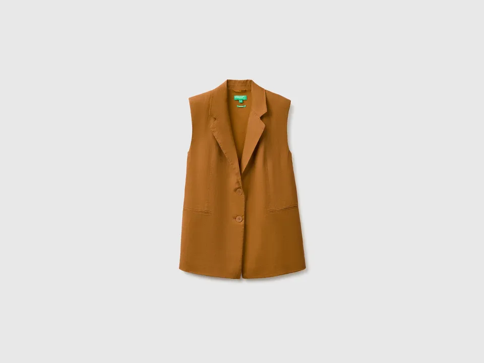 United Colors of Benetton Gilet Lungo Lino Puro Smnicato 38-46