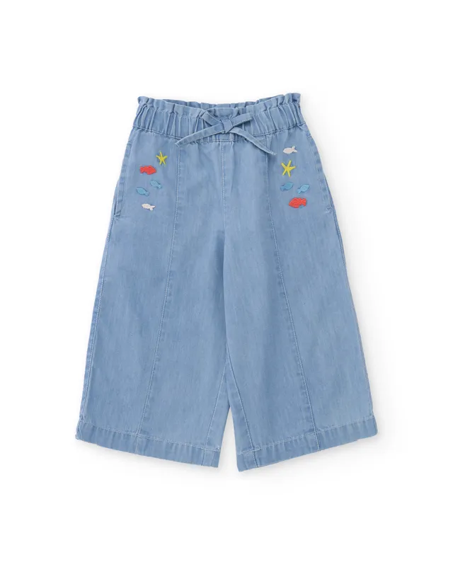 TucTuc Pantaloni Culotte Bimba Denim Chiaro Cotone