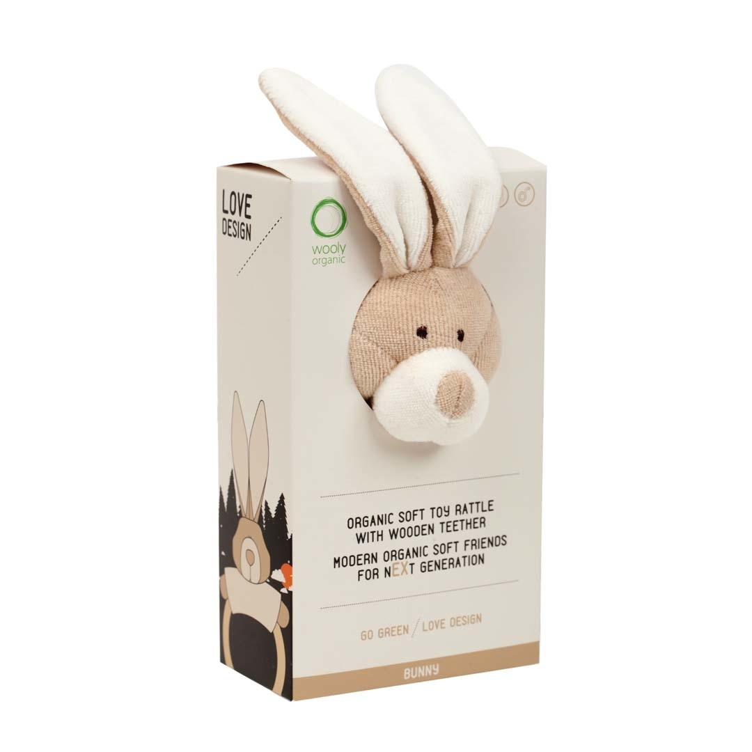 Woolly Organic Rattle Bunny doudou neonato cotone coniglio sonaglio