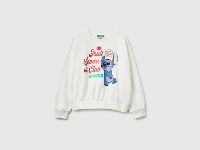 United Colors of Benetton Felpa cropped Lilo & Stitch cotone taglia M