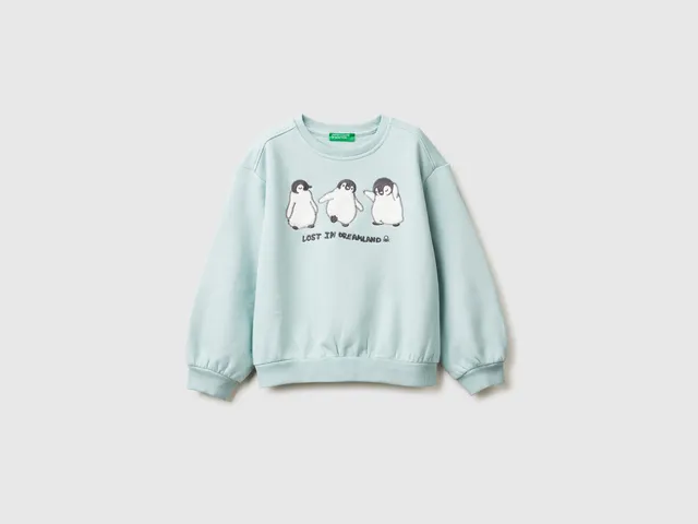Benetton Sweatshirts felpa ricamo animali cotone taglia 82