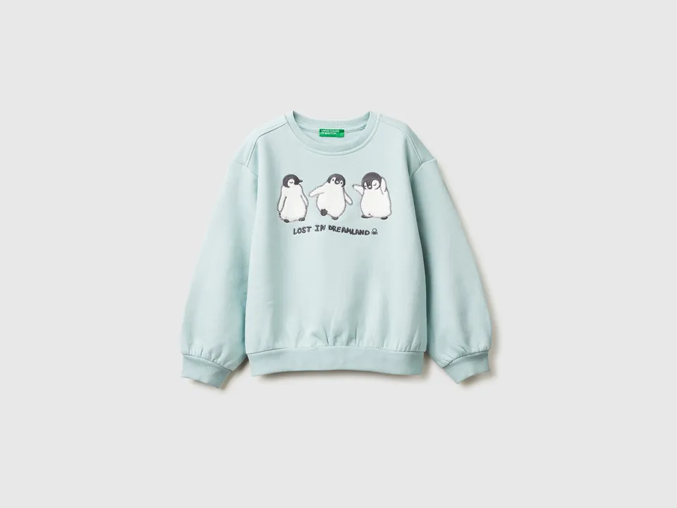 Benetton Sweatshirts felpa ricamo animali cotone taglia 82