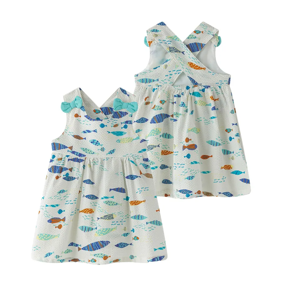 NEWNESS Pesciolini Vestito Bimba Cotone 12-18 Mesi