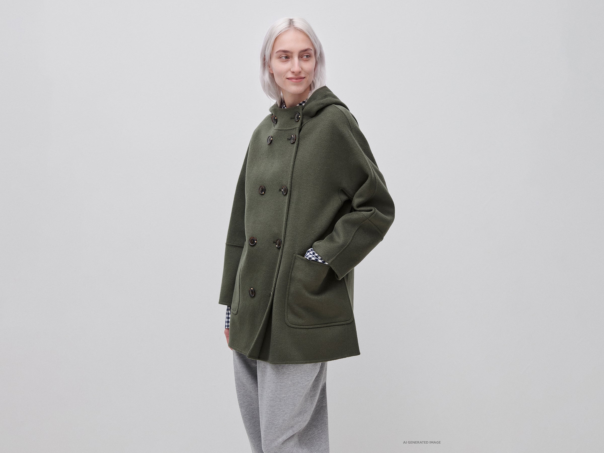 United Colors of Benetton cappotto doppiopetto lana cappuccio XXS
