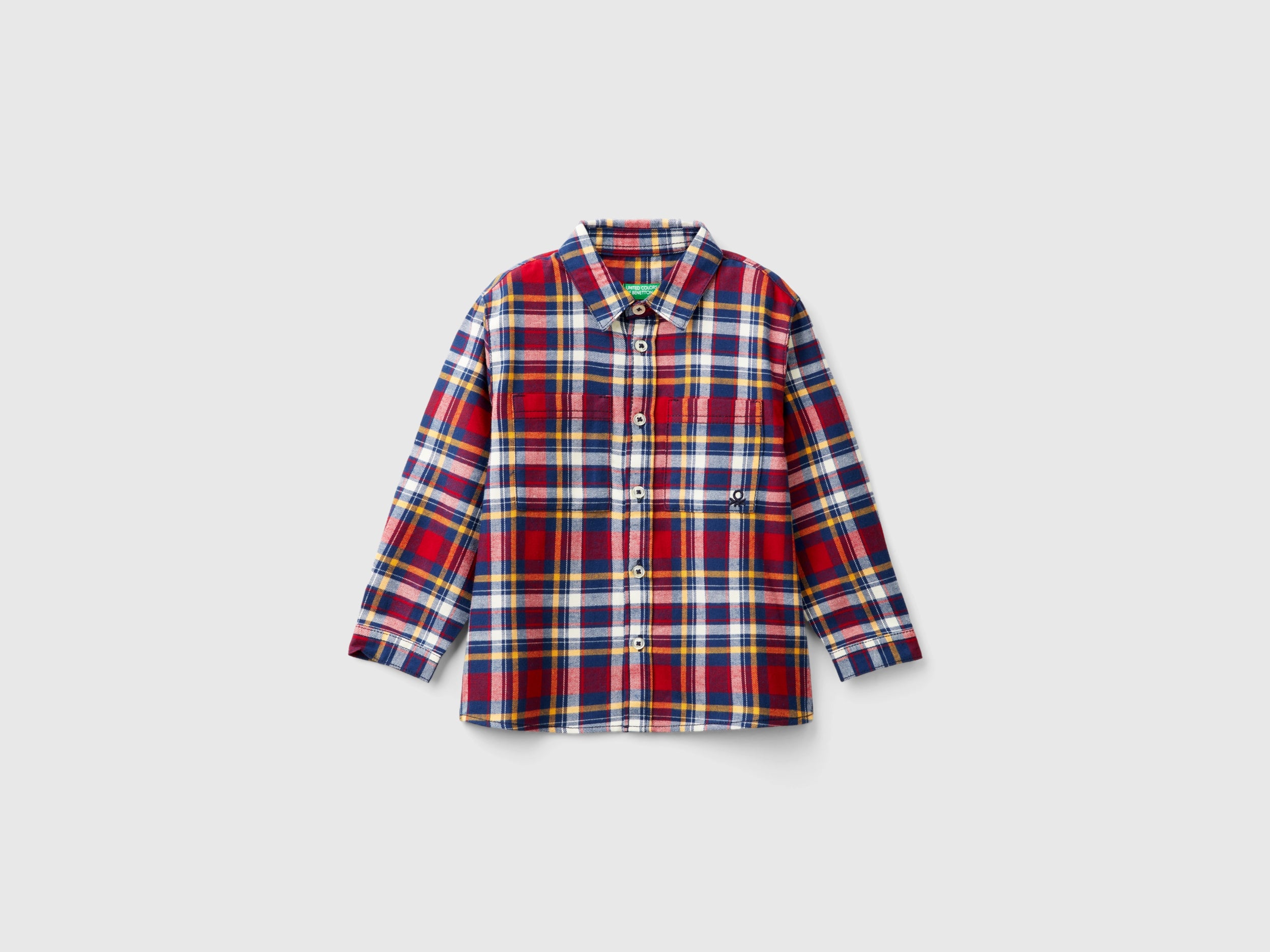 United Colors of Benetton Camicia Quadri Cotone Bimbo Manica Lunga