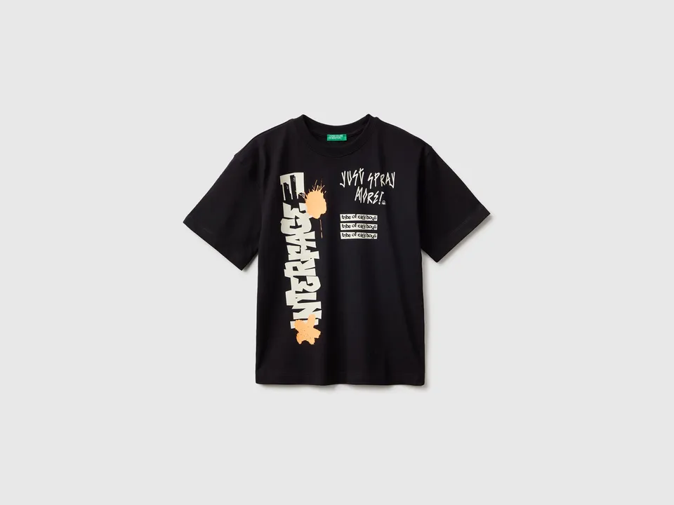 United Colors of Benetton T-Shirt Cotone Stampa Neon M