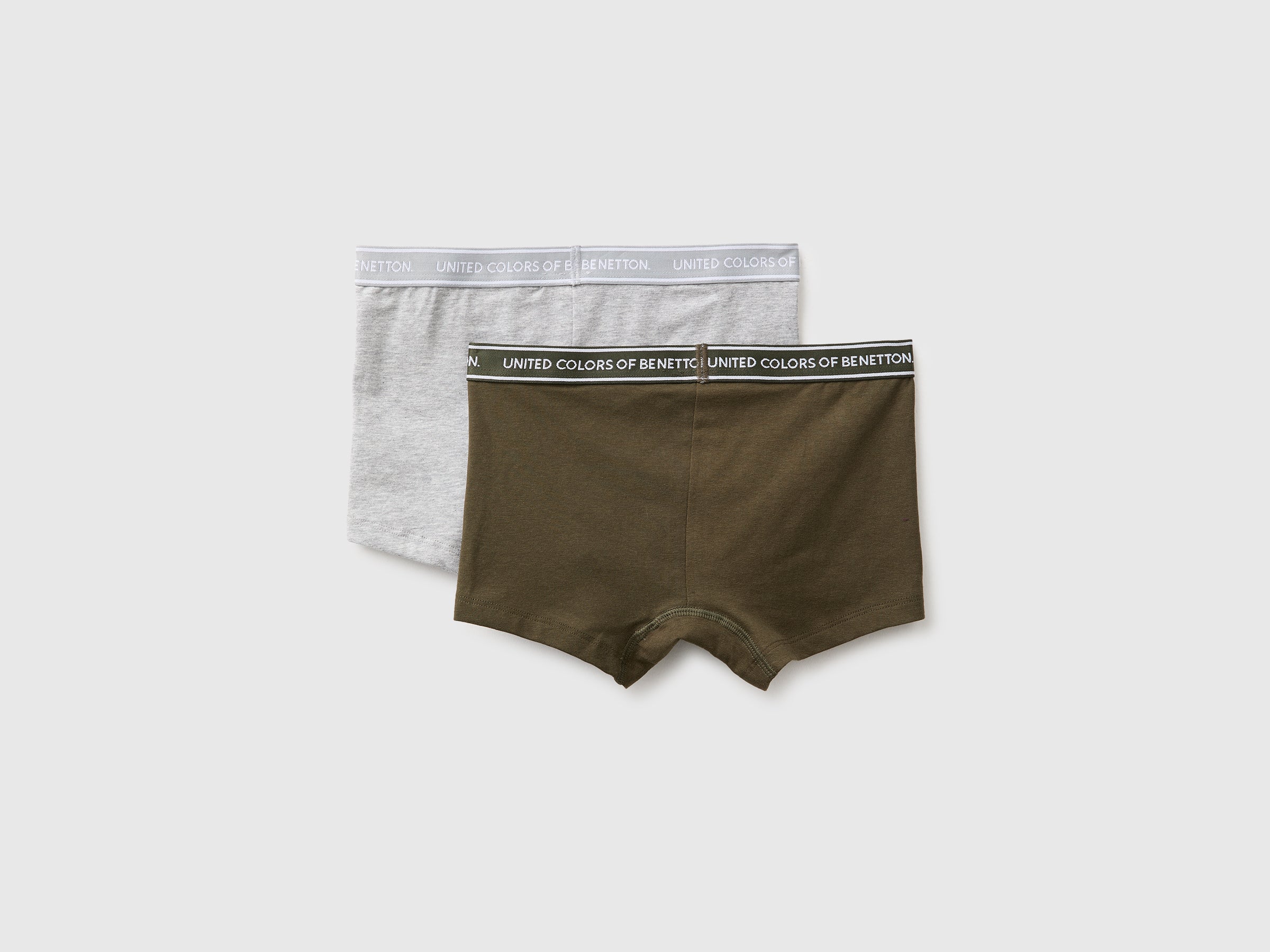 Benetton boxer bambino 2 pezzi cotone elasticizzato verde grigio