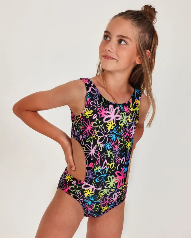 TucTuc Costumi Da Bagno Intero bambina nero fiori 4-16 anni