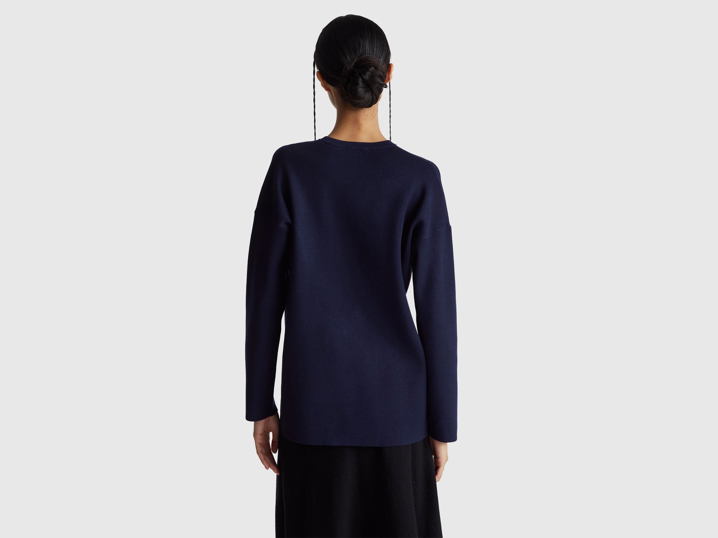 Benetton Maglione con spacchi viscosa Ecovero
