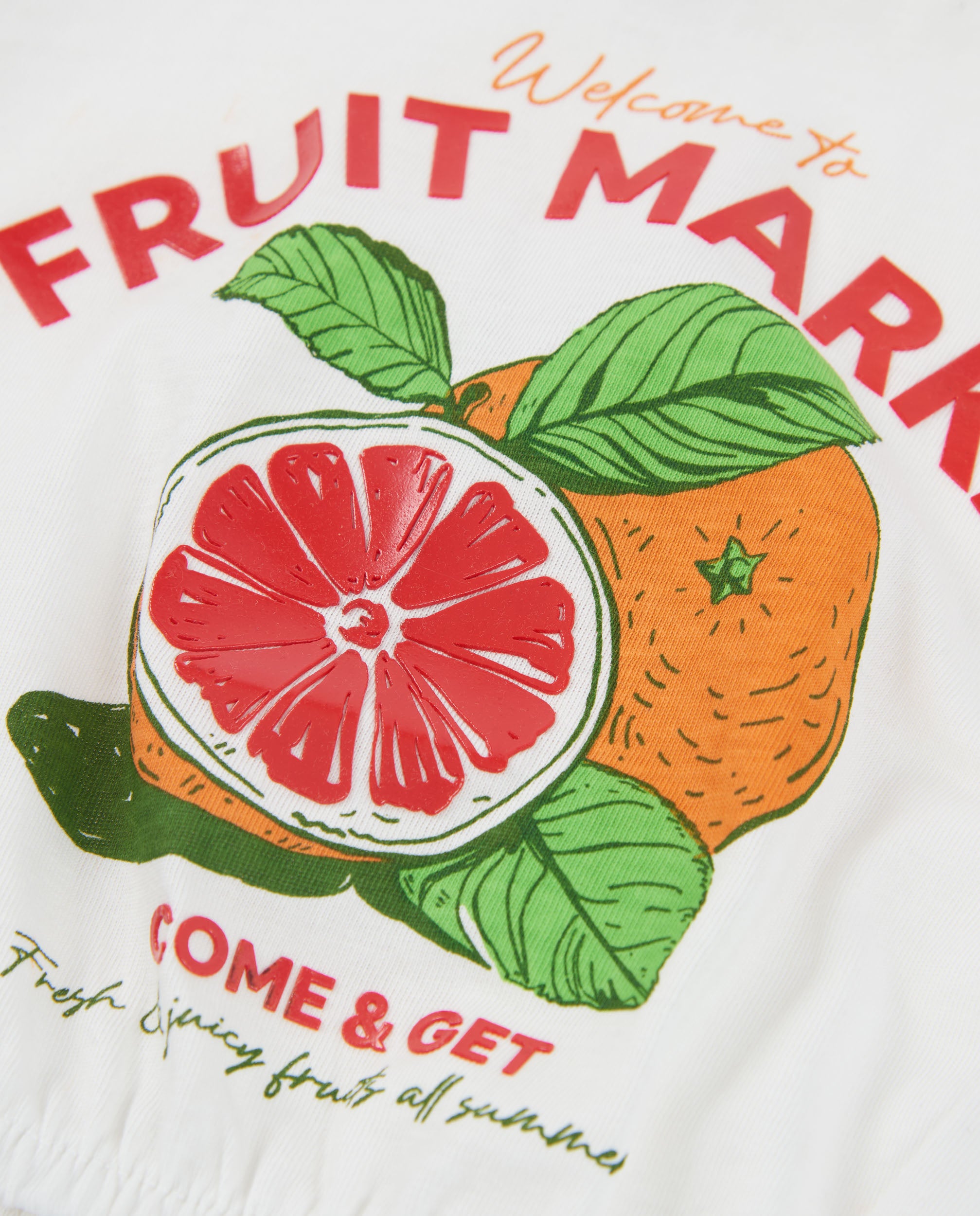 TucTuc Magliette T-shirt bambina frutta bianco fondo elastico