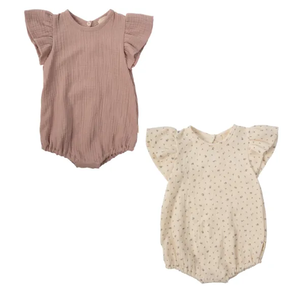 Woolly Organic Muslin Romper pagliaccetto neonato cotone bio