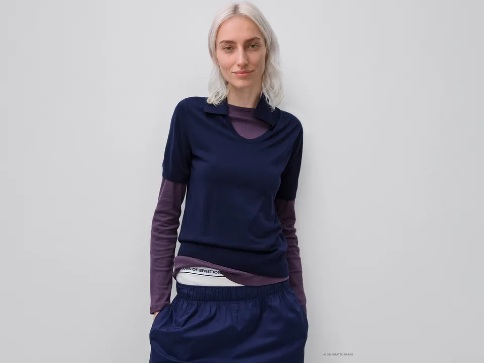 United Colors of Benetton maglione seta lyocell maniche corte