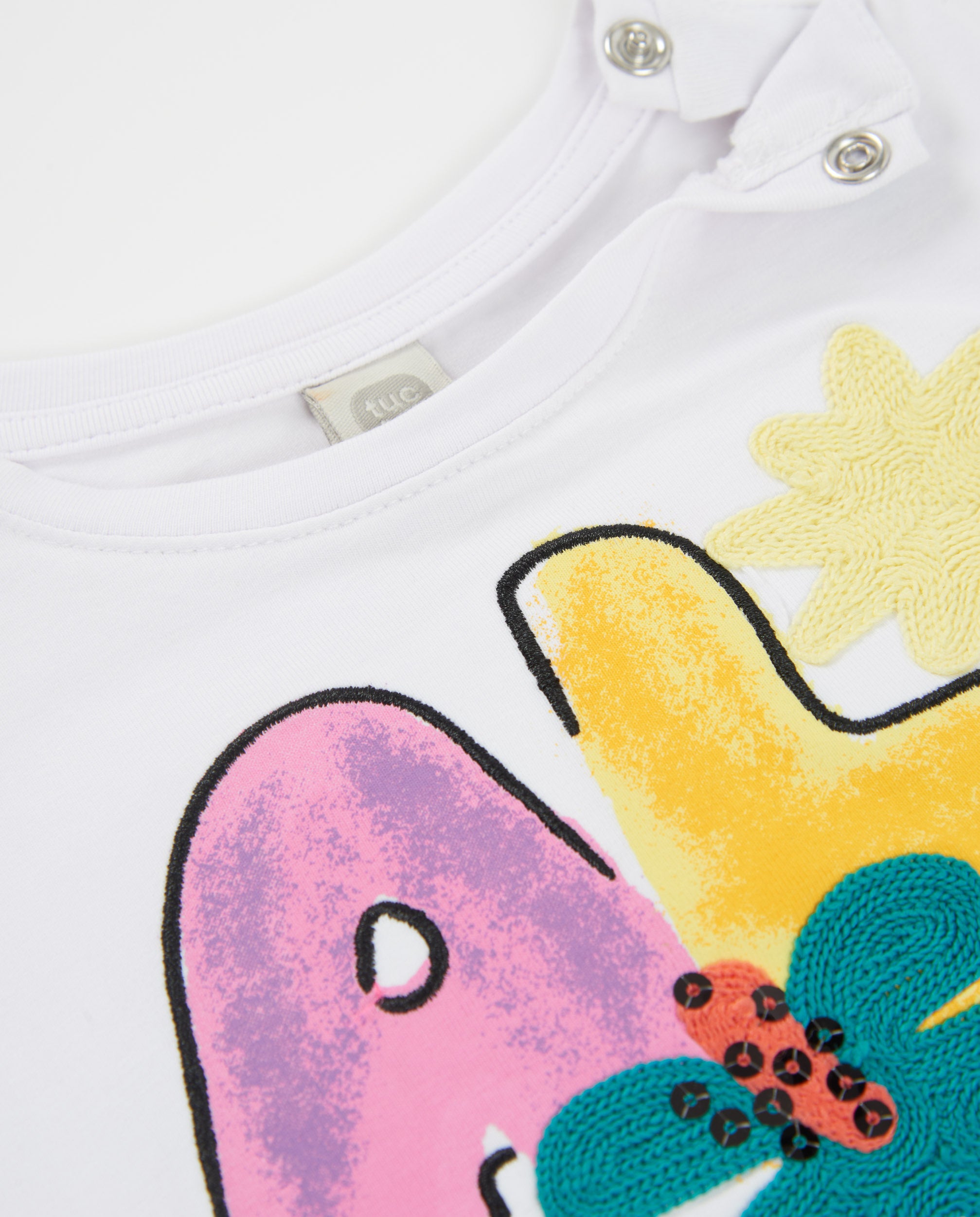 TucTuc Magliette t-shirt bimba bianca aloha volant