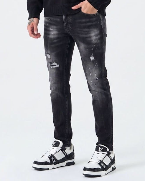 Sottosopra Jeans ANJC8551G Nero Slim Vernice 48 Uomo