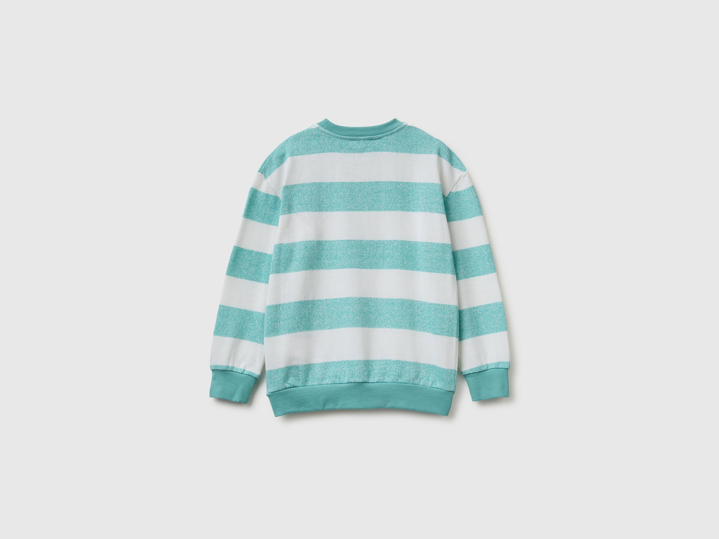 Benetton Felpa oversize righe cotone ricamo petto L