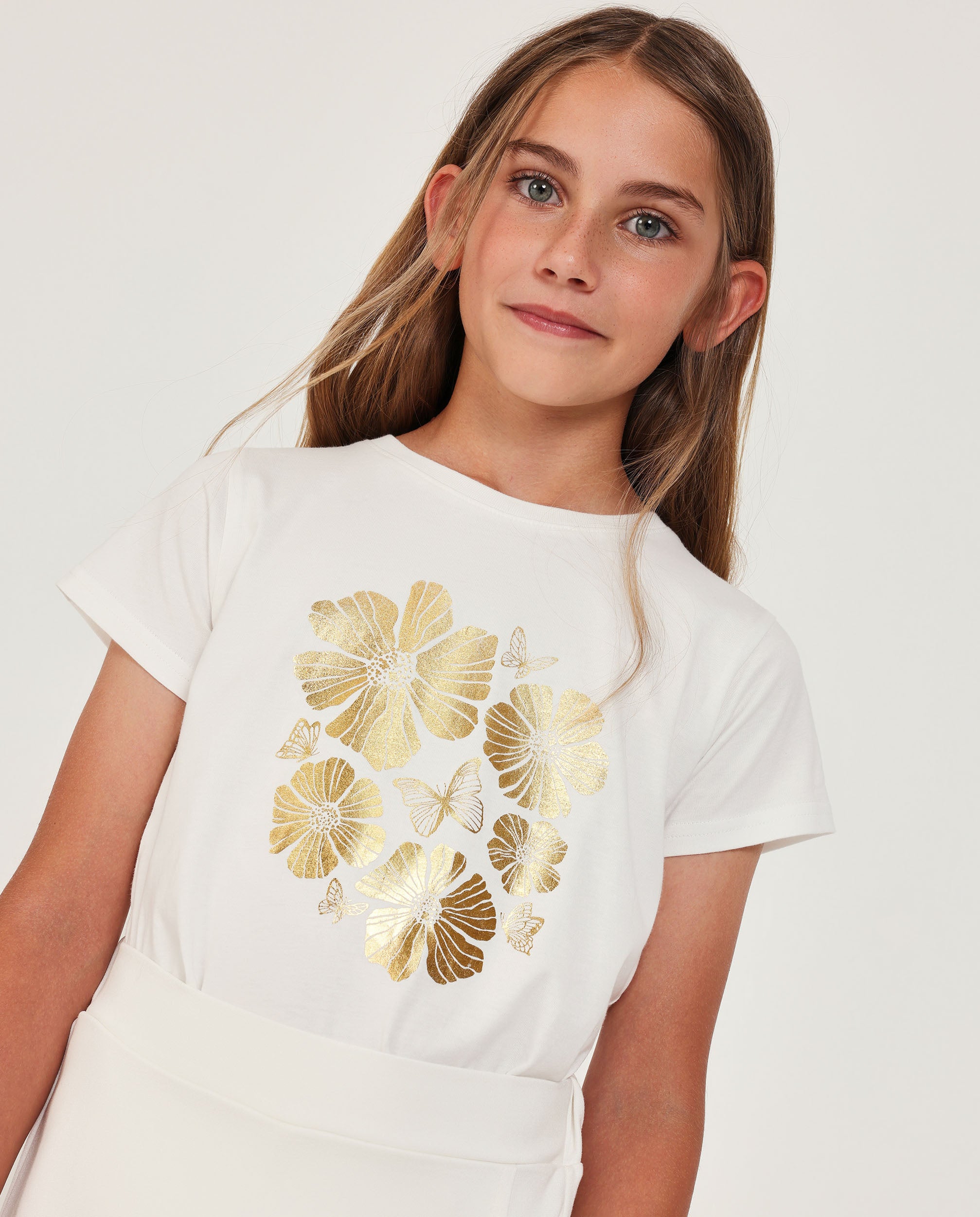TucTuc Magliette t-shirt bambina bianco stampa dorata