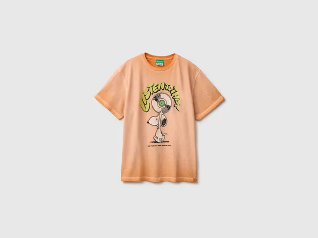Benetton Peanuts T-shirt oversize cotone stampa fronte retro