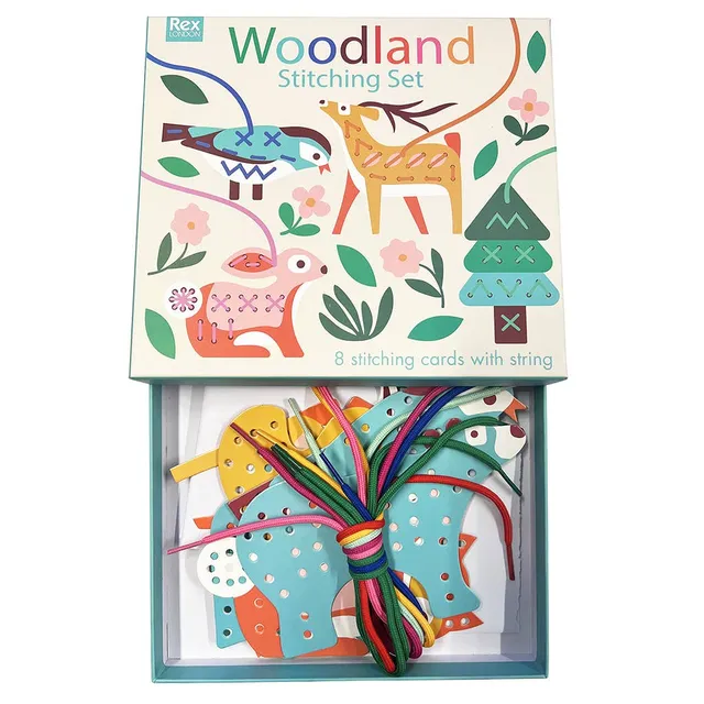Rex London Woodland set cucito senza ago bambini 8 carte