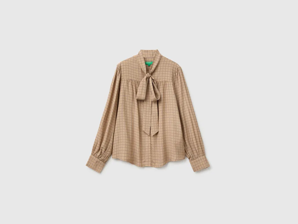 United Colors of Benetton Camicia vichy con fiocco blusa S