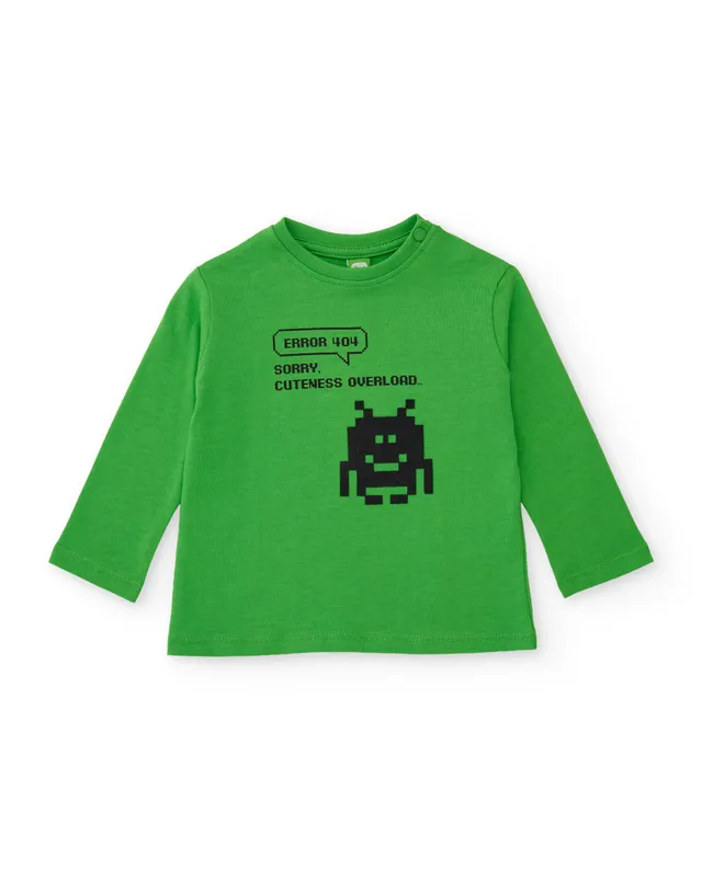 TucTuc Magliette maglia bimbo verde pixel cotone