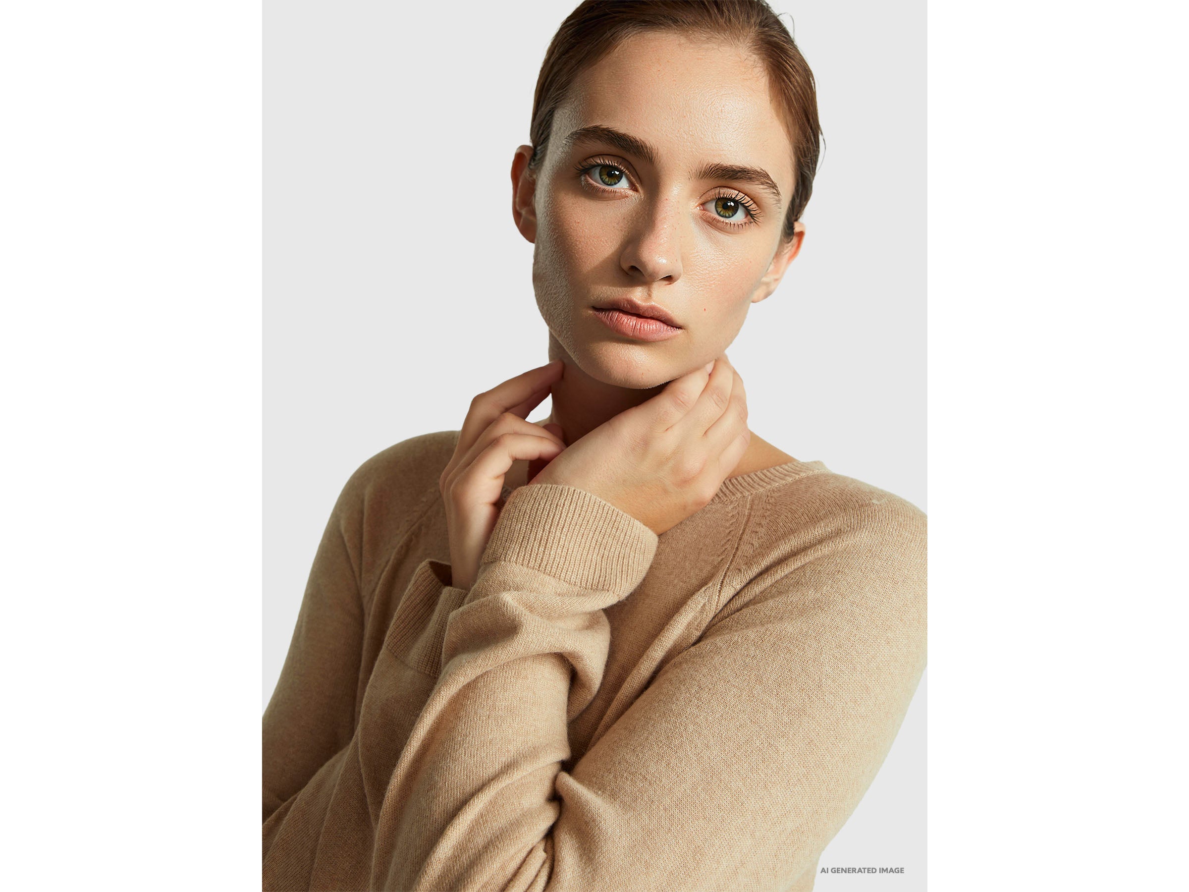 United Colors of Benetton Beige Girocollo Maglione Cashmere M