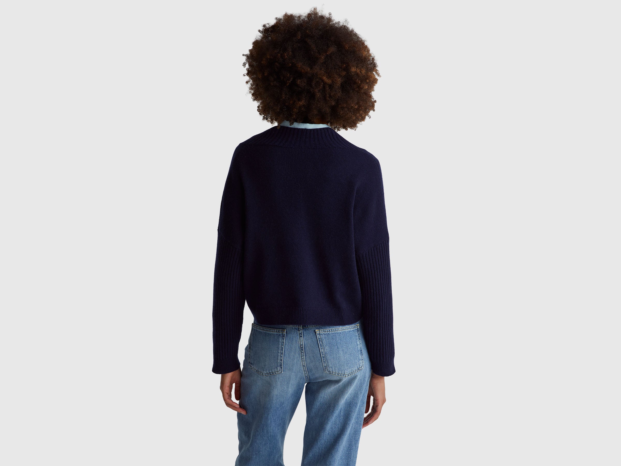 Benetton Boxy Fit V-Neck maglione lana scollo a V taglia M