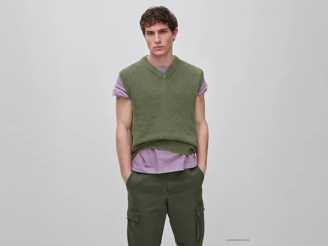 United Colors of Benetton Stone washed gilet cotone scollo V M