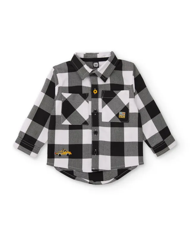 TucTuc Camicia quadri bambino nera con taschino