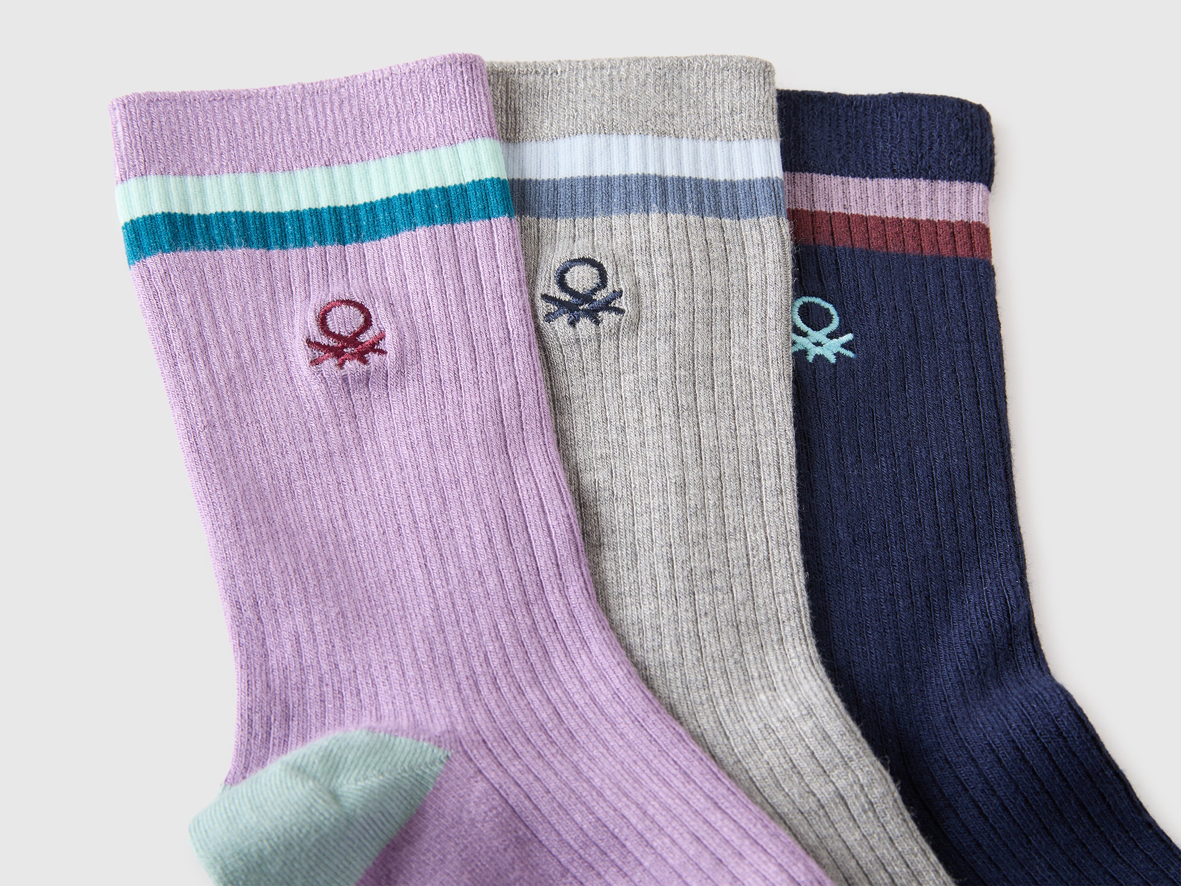 United Colors of Benetton Calzini 3 Paia 3/4 a Coste Logo