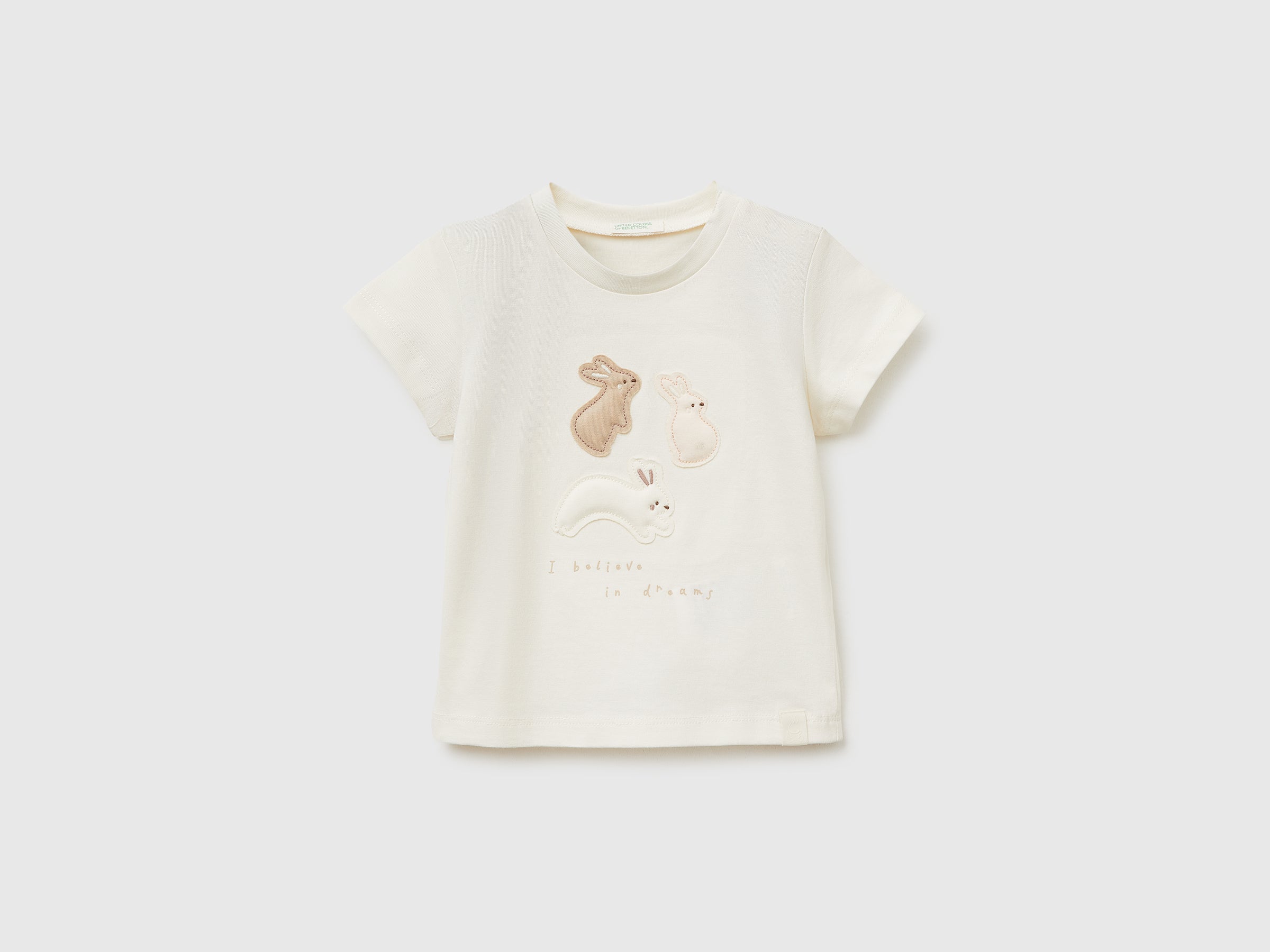 Benetton T-Shirts Maglietta Cotone Biologico Neonato Top