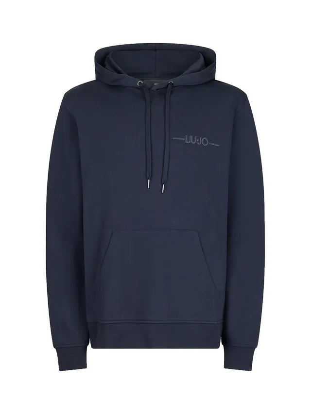 Liu Jo Felpa con Cappuccio XXL Blu Scuro Cotone