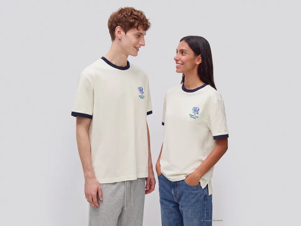 United Colors of Benetton Rugby T-shirt Cotone M Bianca