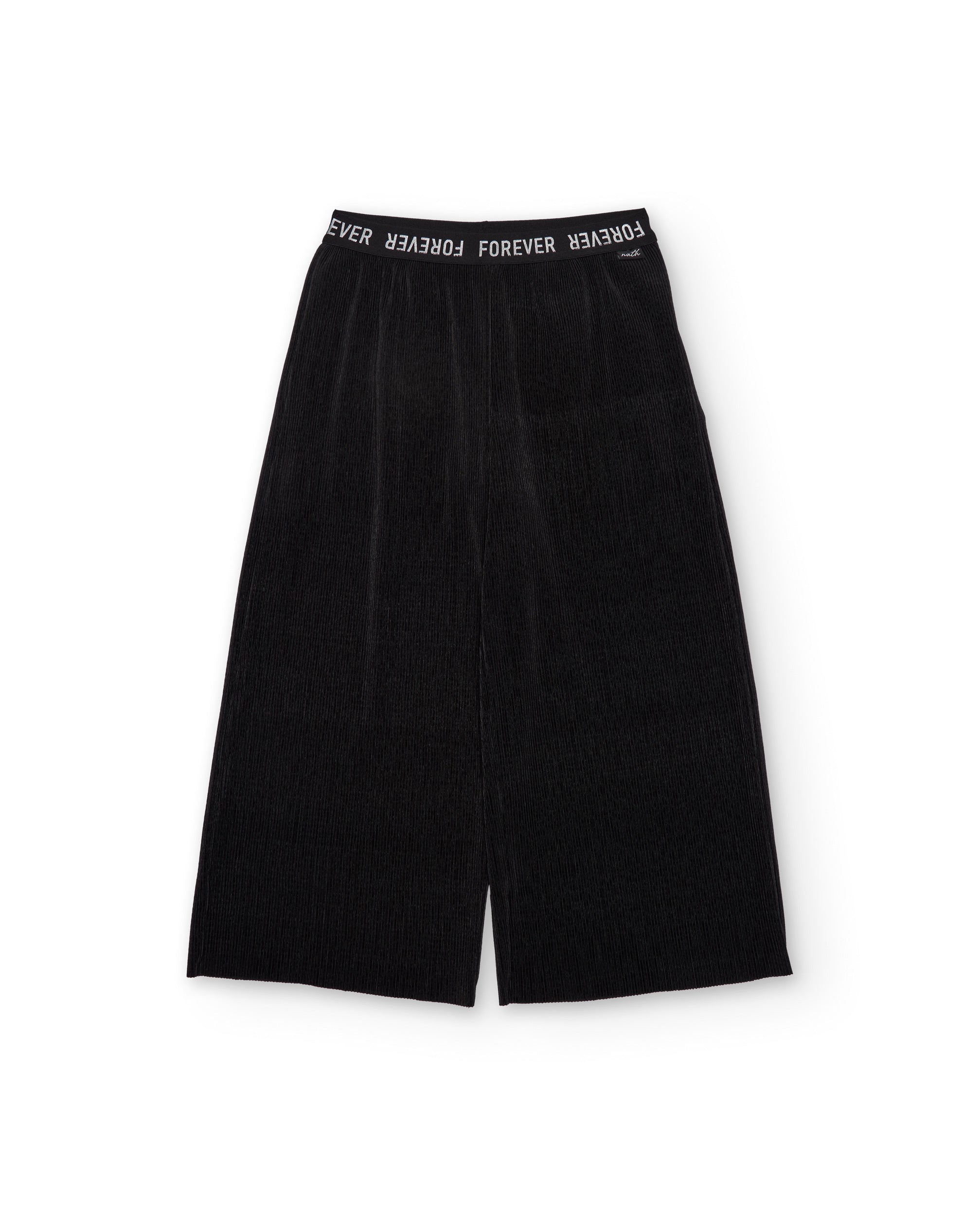 TucTuc Pantaloni Bambina Nero Maglia Coste Gamba Larga