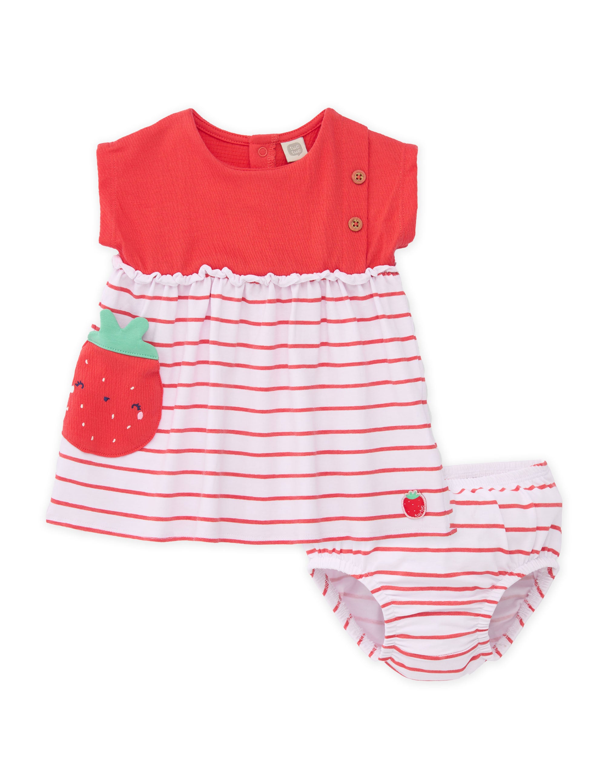 TucTuc Vestiti Neonata Rosso 0-24 Mesi Tasca Fragola+Righe