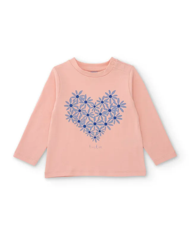 TucTuc Magliette Maglia Bambina Maniche Lunghe Rosa Chiaro
