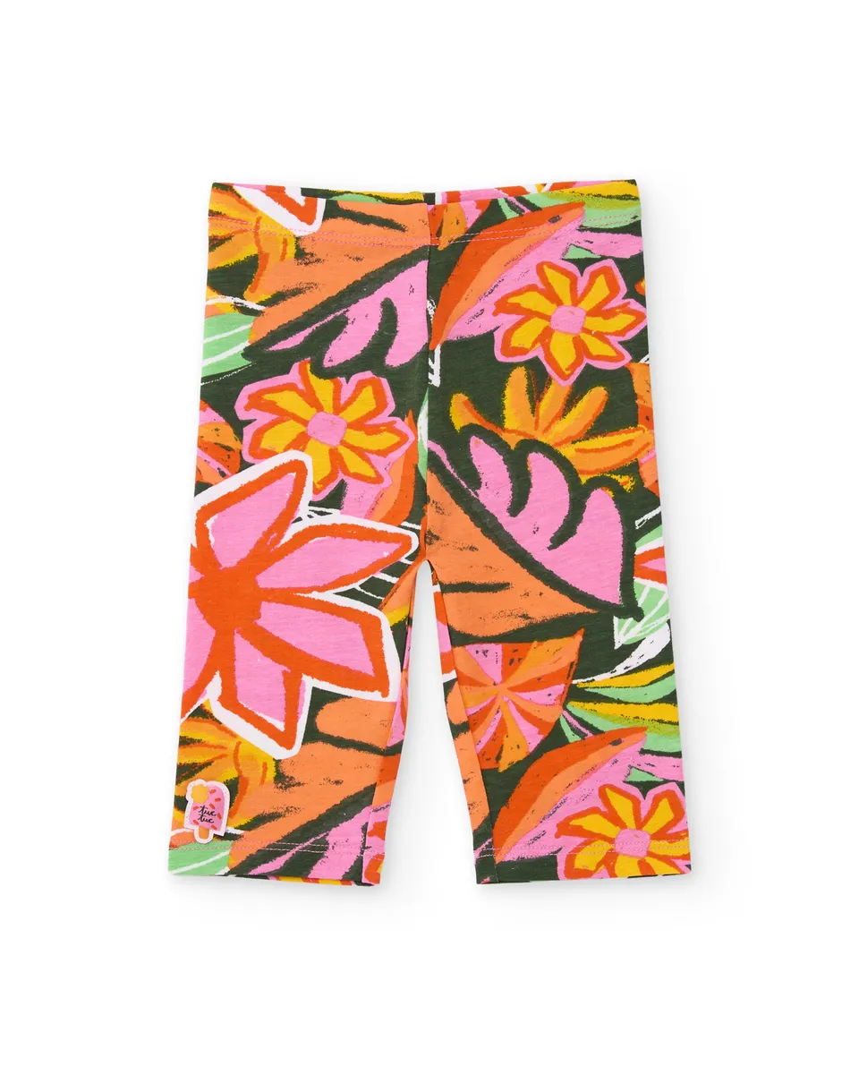 TucTuc Leggings leggings bambina arancione fiori maxi