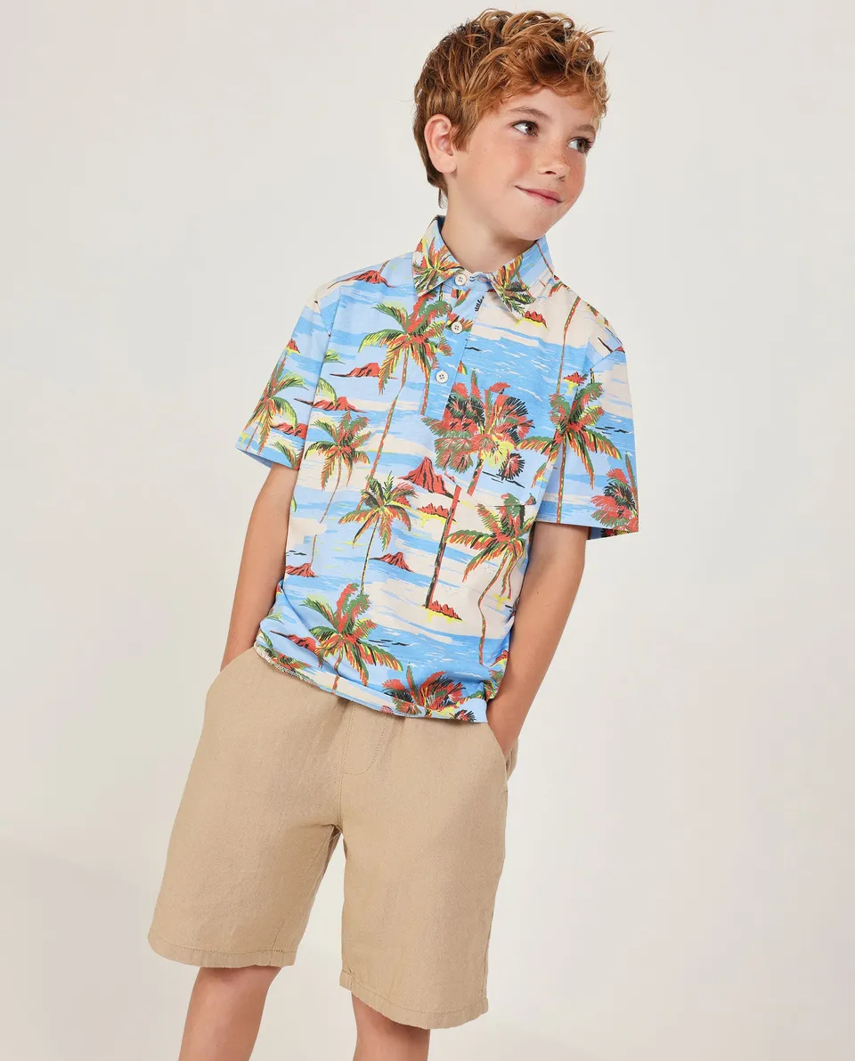 TucTuc Magliette t-shirt bambino blu stampa tropicale