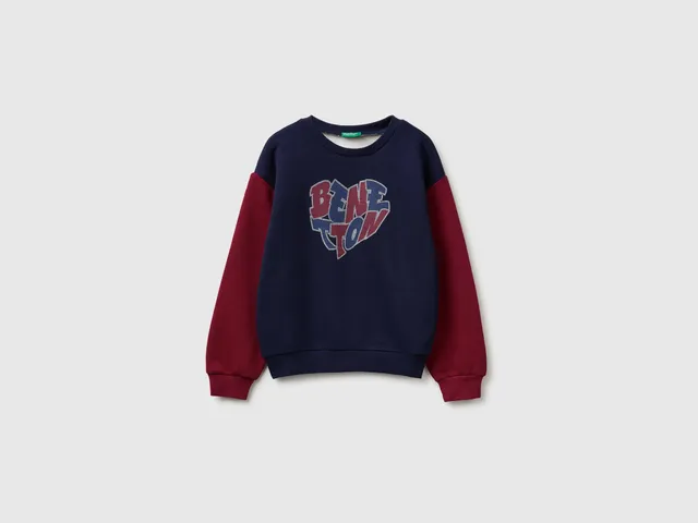 United Colors of Benetton Sweatshirts Felpa cotone logo glitter