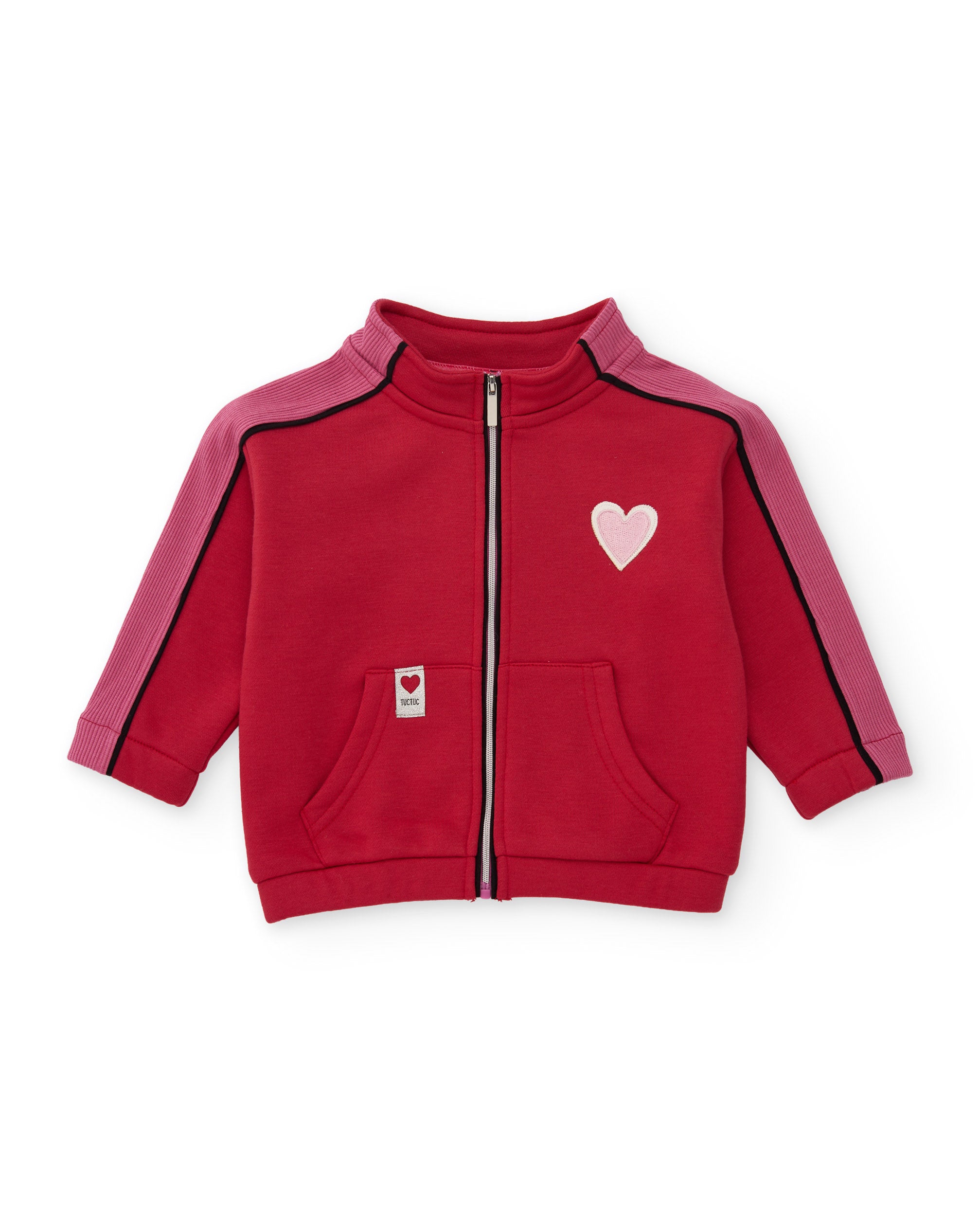TucTuc Felpe Felpa Bambina Zip Rossa Cuori
