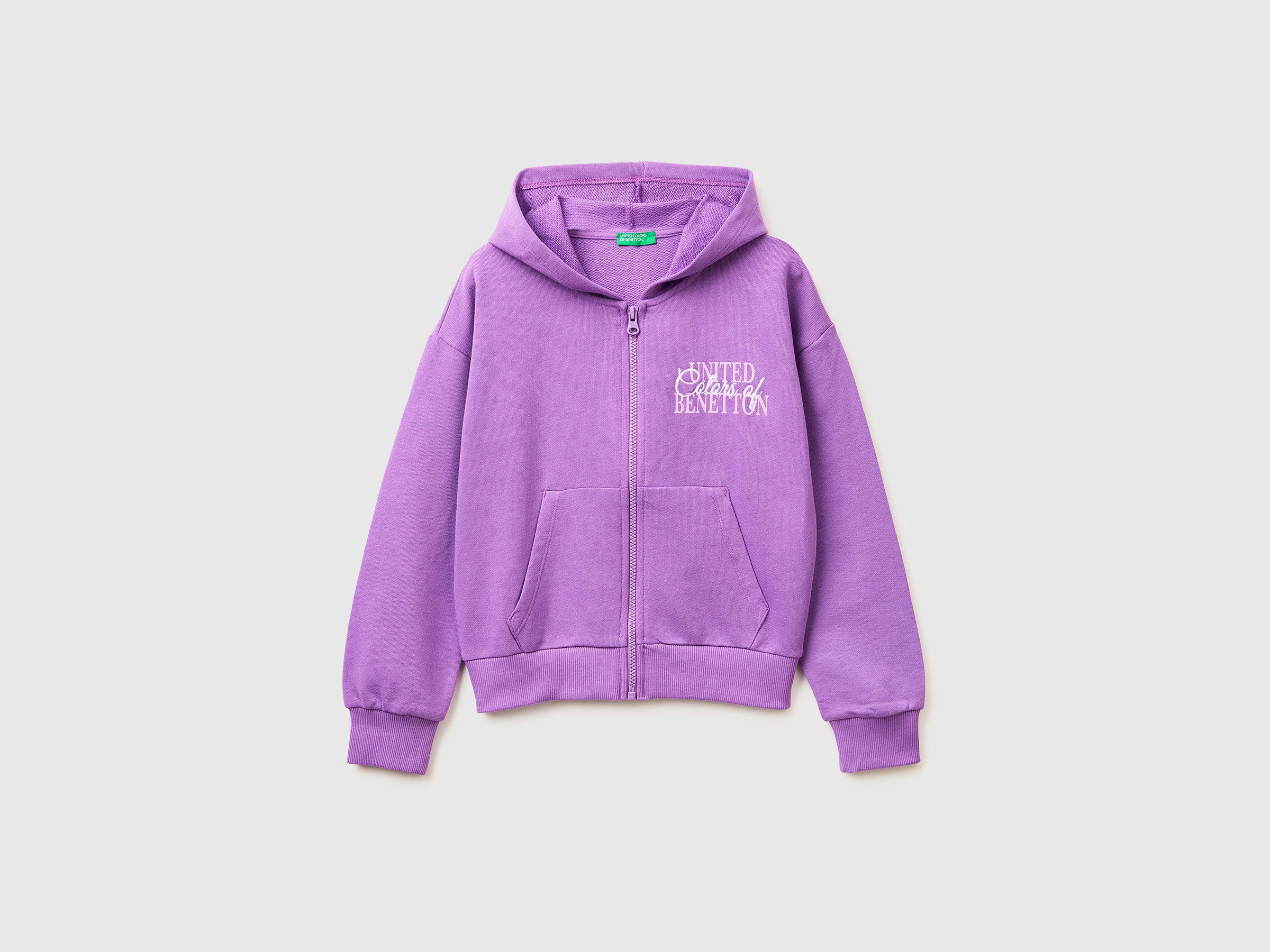 United Colors of Benetton felpa cappuccio zip glitter cotone
