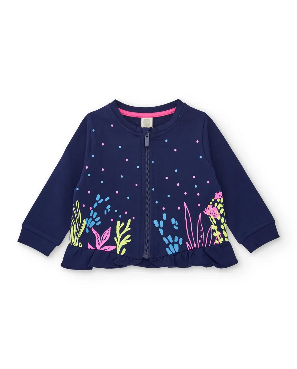 TucTuc Felpe Felpa Bambina Blu Navy con Zip