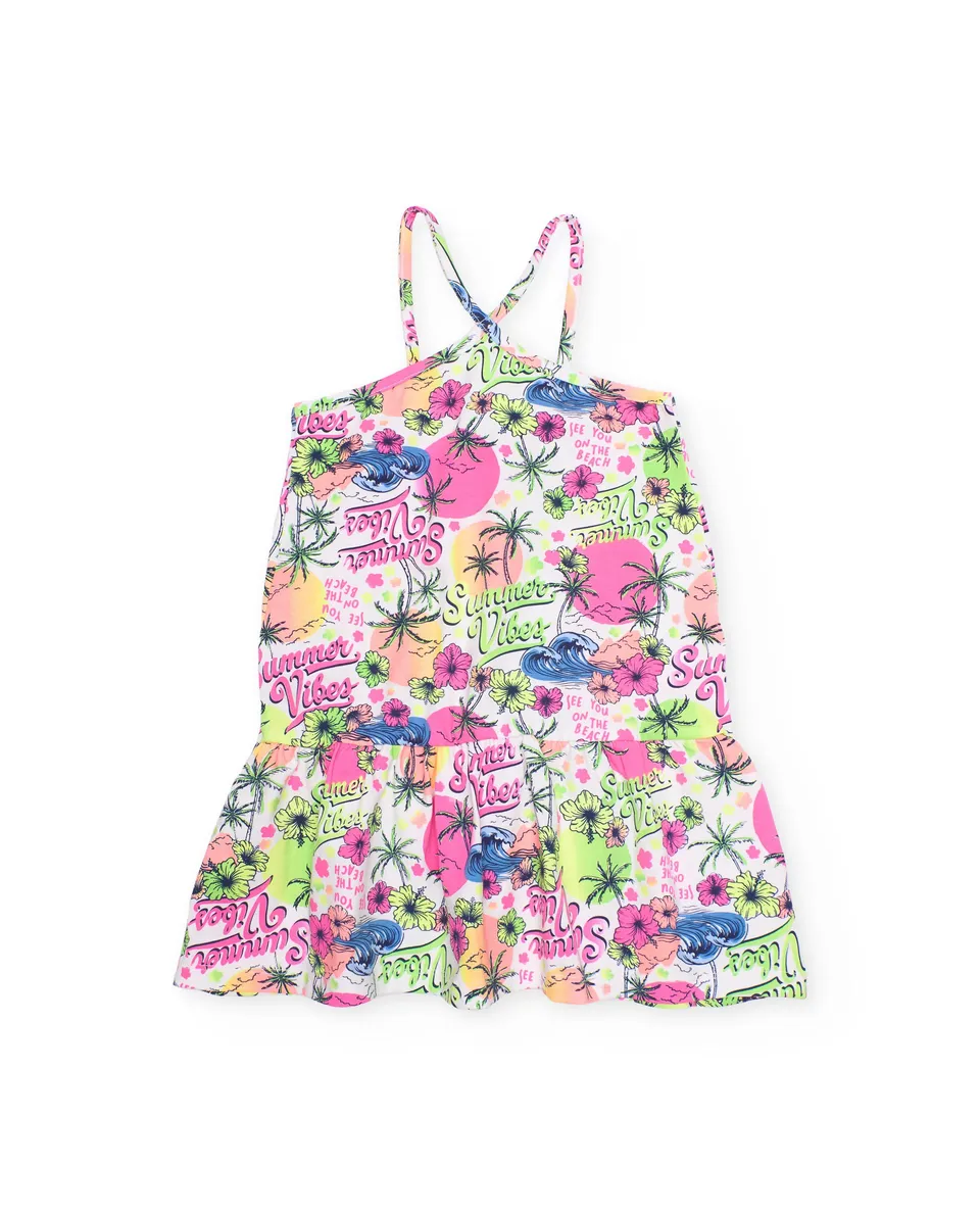 TucTuc Vestiti Vestito Bambina Spalline Rosa Estivo Palme